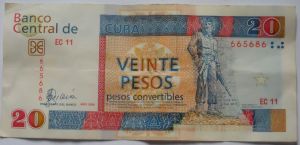 Nota de 20 CUCs, a moeda dos estrangeiros em Cuba
